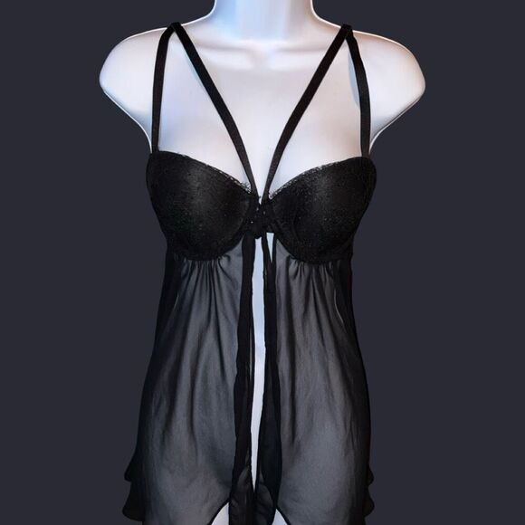 Victoria’s Secret Black Baby Doll Sheer Lingerie Size 36 C - Picture 5 of 5